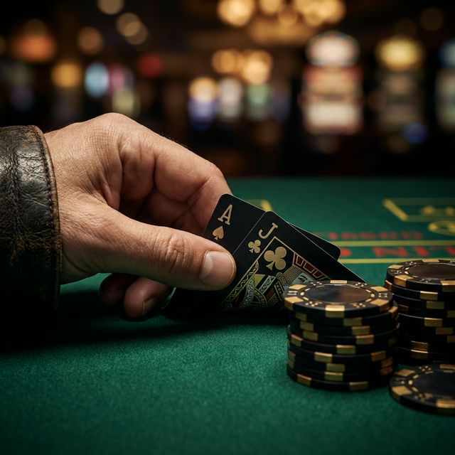 Blackjack hand player POV macro photography